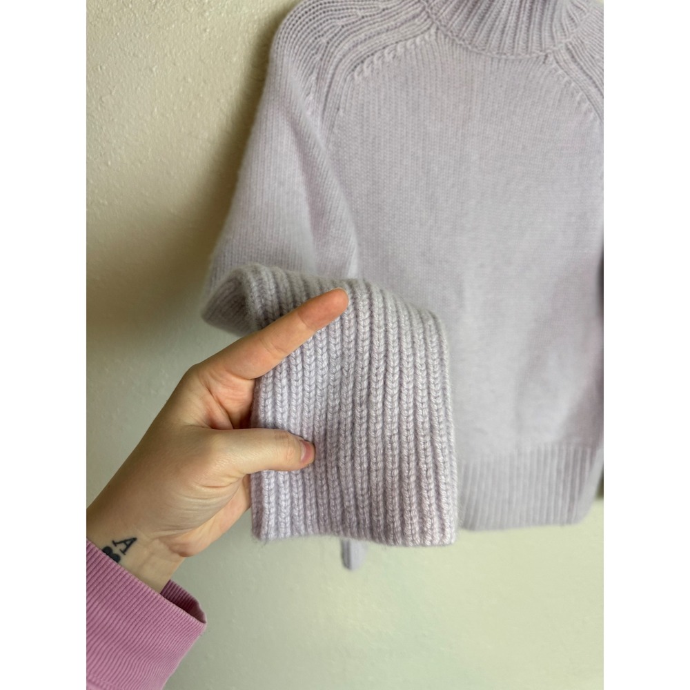 Vince Shrunken Mock Neck Cashmere Sweater XS Lavender Purple Knit Pullover - Picture 4 of 7